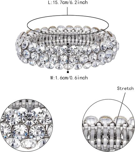 Flyonce Bridal Bracelet for Wedding, Sparkly Crystal Rhinestone Stretch Bracelets for Women Girls in Kuwait