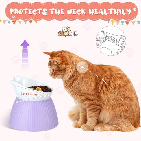 Hushee 3 Pcs Detachable Elevated Cat Bowls Tilted Raised Cat Food Bowls Adjustable Cat Water Bowl Anti Vomiting Plastic Cat Elevated Feeding Bowl Whisker Friendly Raised Cat Dish to Protect Spine in Saudi Arabia