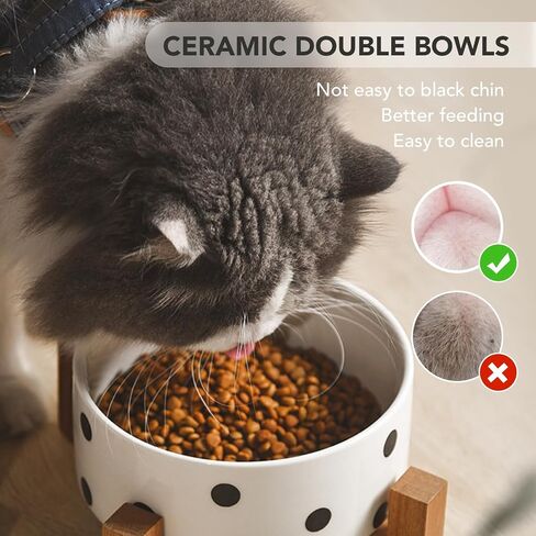 Ceramic Dog Bowls Large Breed: Elevated Dog Bowls Cat Bowls Travel Dog Bowls Puppy Essentials Dog Water Bowl Raised Dog Bowls Large Sized Dog Cat Food Bowl (Polka Dot) in Saudi Arabia