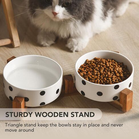 Ceramic Dog Bowls Large Breed: Elevated Dog Bowls Cat Bowls Travel Dog Bowls Puppy Essentials Dog Water Bowl Raised Dog Bowls Large Sized Dog Cat Food Bowl (Polka Dot) in Saudi Arabia