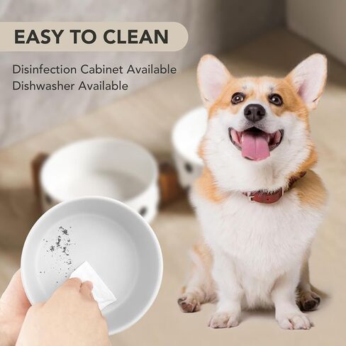 Ceramic Dog Bowls Large Breed: Elevated Dog Bowls Cat Bowls Travel Dog Bowls Puppy Essentials Dog Water Bowl Raised Dog Bowls Large Sized Dog Cat Food Bowl (Polka Dot) in Saudi Arabia