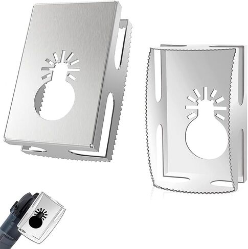 2Pcs Square Slot Cutter，Stainless Steel Square Hole Cutter Rectangle Slot Cutter,One Step Hole Cutting Tool for Drywall, Plastic Metal, Wood (Rectangle + Square) (Silver) in Saudi Arabia