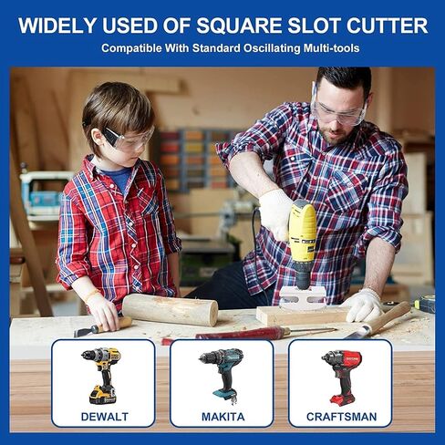 2Pcs Square Slot Cutter，Stainless Steel Square Hole Cutter Rectangle Slot Cutter,One Step Hole Cutting Tool for Drywall, Plastic Metal, Wood (Rectangle + Square) (Silver) in Saudi Arabia