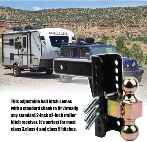 45900 Adjustable Trailer Hitch Ball Mount 2-Inch Receiver Fits for Trailer Adjustable Ball Mount Heavy Duty 6-Inch,Drop 2 and 2-5/16-Inch Trailer Hitch Ball 14000lbs in Kuwait