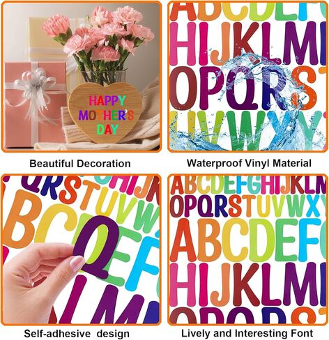 Bemeol Letter Stickers 30 Sheets Self Adhesive Vinyl Stick on Letters Capital Alphabet Sticker Letter for Bulletin Boards Classroom Home Business Decor(Black,1Inch,2Inch) in Saudi Arabia
