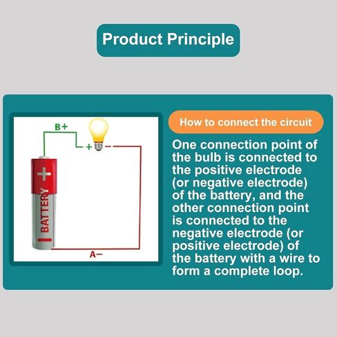 Electrical Circuit Experiment Kit, Small Bulb Lights Up Kit Basic Physic Science Playset Educational STEM Kit A OneSize Use Safety Easy Installation,Learning and Education in Saudi Arabia