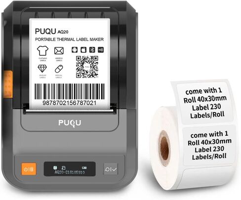 PUQU Q1 Label Maker - Portable Label Printer Bluetooth Wireless Thermal Sticker Machine for Clothing, Jewelry, Retail, Cable, Mailing, Barcode and More, Compatible with Android & iOS System, White in Saudi Arabia