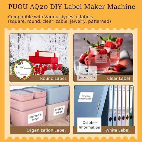 PUQU Q1 Label Maker - Portable Label Printer Bluetooth Wireless Thermal Sticker Machine for Clothing, Jewelry, Retail, Cable, Mailing, Barcode and More, Compatible with Android & iOS System, White in Saudi Arabia