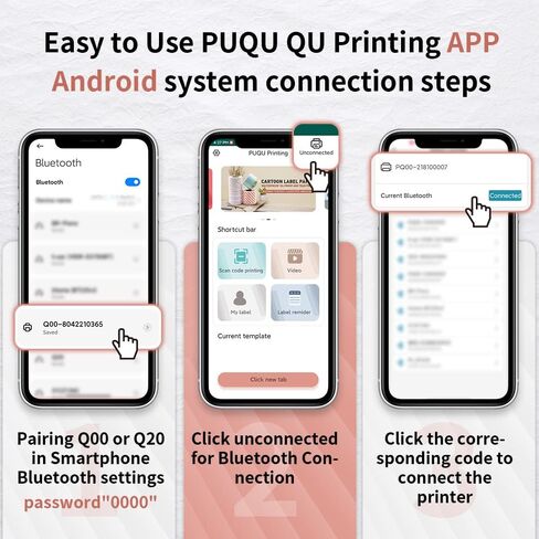 PUQU Q1 Label Maker - Portable Label Printer Bluetooth Wireless Thermal Sticker Machine for Clothing, Jewelry, Retail, Cable, Mailing, Barcode and More, Compatible with Android & iOS System, White in Saudi Arabia