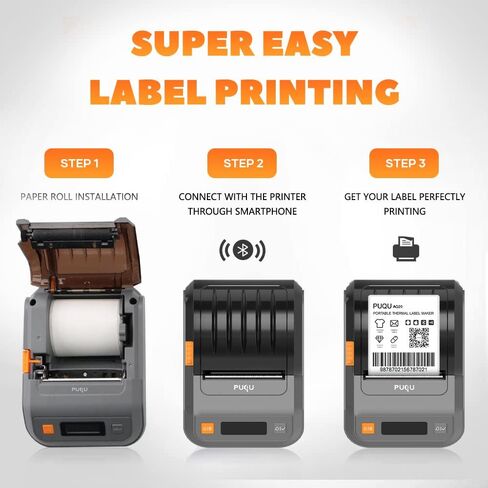 PUQU Q1 Label Maker - Portable Label Printer Bluetooth Wireless Thermal Sticker Machine for Clothing, Jewelry, Retail, Cable, Mailing, Barcode and More, Compatible with Android & iOS System, White in Saudi Arabia