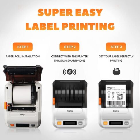 PUQU Q1 Label Maker - Portable Label Printer Bluetooth Wireless Thermal Sticker Machine for Clothing, Jewelry, Retail, Cable, Mailing, Barcode and More, Compatible with Android & iOS System, White in Saudi Arabia