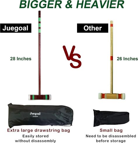 Juegoal Six Player Deluxe Croquet Set with Wooden Mallets, Colored Balls, Sturdy Bag for Adults &Kids, Perfect for Lawn, Backyard and Park, 28 Inch in Saudi Arabia