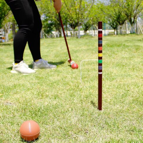 Juegoal Six Player Deluxe Croquet Set with Wooden Mallets, Colored Balls, Sturdy Bag for Adults &Kids, Perfect for Lawn, Backyard and Park, 28 Inch in Saudi Arabia