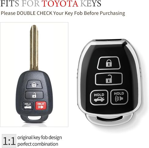 OFFCURVE Key Fob Cover for Toyota, Car Key Case for Toyota Corolla 2014 2015 2016 2017 2018 2019 Camry 2014-2017 Tacoma 2016-2018 Car Smart Key Accessories Holder Protector, Black Gold in Saudi Arabia