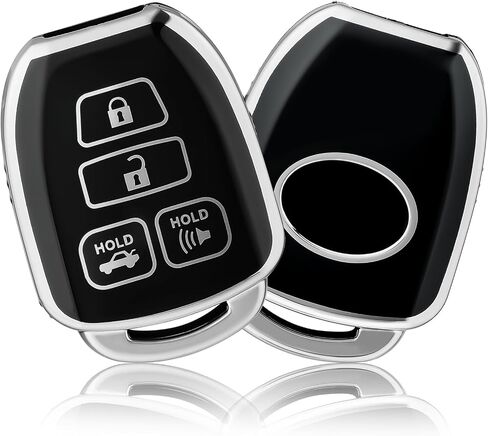 OFFCURVE Key Fob Cover for Toyota, Car Key Case for Toyota Corolla 2014 2015 2016 2017 2018 2019 Camry 2014-2017 Tacoma 2016-2018 Car Smart Key Accessories Holder Protector, Black Gold in Saudi Arabia