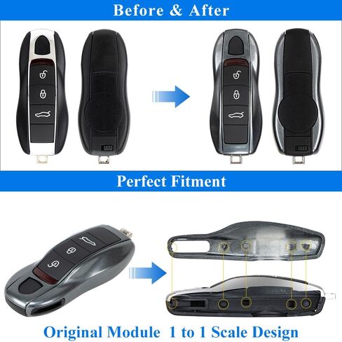 غطاء مفتاح مطلي AeroBon مكون من 3 قطع/غطاء غطاء سلسلة المفاتيح متوافق مع غطاء مفتاح بورشه (MK1) in Kuwait