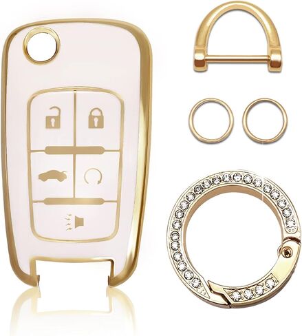 متوافق مع غطاء Chevy Key Fob مع حبل سلسلة المفاتيح، أغطية مفاتيح ناعمة من مادة TPU بديلة لسيارة شيفروليه بويك كامارو كروز إكوينوكس ماليبو إمبالا سبارك سونيك جي إم سي-أسود in Saudi Arabia