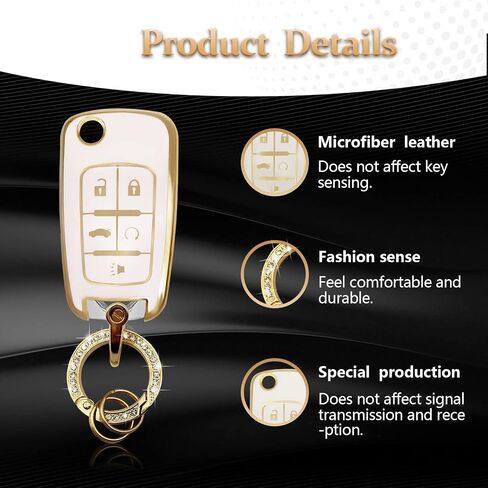 متوافق مع غطاء Chevy Key Fob مع حبل سلسلة المفاتيح، أغطية مفاتيح ناعمة من مادة TPU بديلة لسيارة شيفروليه بويك كامارو كروز إكوينوكس ماليبو إمبالا سبارك سونيك جي إم سي-أسود in Saudi Arabia