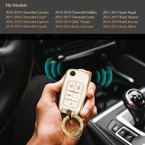 متوافق مع غطاء Chevy Key Fob مع حبل سلسلة المفاتيح، أغطية مفاتيح ناعمة من مادة TPU بديلة لسيارة شيفروليه بويك كامارو كروز إكوينوكس ماليبو إمبالا سبارك سونيك جي إم سي-أسود in Saudi Arabia