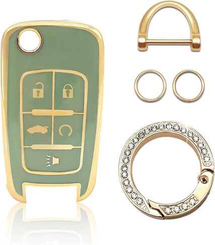 متوافق مع غطاء Chevy Key Fob مع حبل سلسلة المفاتيح، أغطية مفاتيح ناعمة من مادة TPU بديلة لسيارة شيفروليه بويك كامارو كروز إكوينوكس ماليبو إمبالا سبارك سونيك جي إم سي-أسود in Saudi Arabia