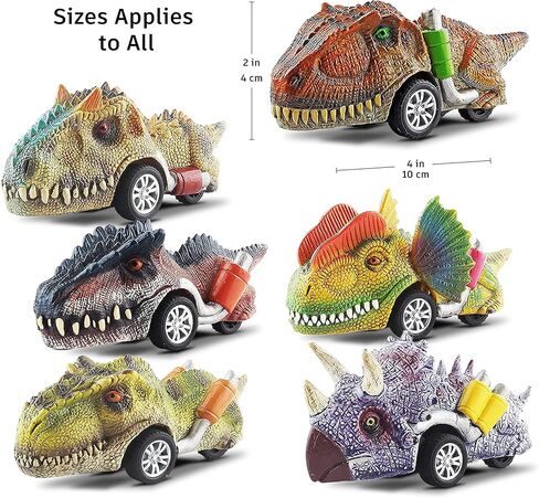 لعبة الديناصورات - سيارات السحب - عبوة من 6 قطع | ألعاب الديناصورات للأطفال 2-4 | ألعاب سيارة الديناصورات القابلة للسحب للأطفال | سيارات سباق الديناصورات | ألعاب الديناصورات الصغيرة للأطفال من سن 3 إلى 5 سنوات in Kuwait