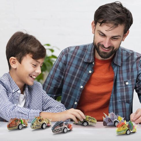 لعبة الديناصورات - سيارات السحب - عبوة من 6 قطع | ألعاب الديناصورات للأطفال 2-4 | ألعاب سيارة الديناصورات القابلة للسحب للأطفال | سيارات سباق الديناصورات | ألعاب الديناصورات الصغيرة للأطفال من سن 3 إلى 5 سنوات in Kuwait