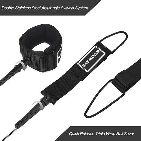 WOOWAVE Surfboard Leash Premium Surf Leash SUP Leg Rope Straight 6/7/8/9 feet for All Types of Surfboards in Kuwait