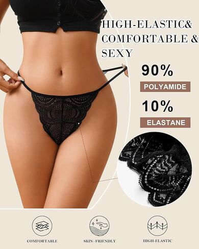 CULAYII Bikini Underwear for Women Lace Ladies Panties Lightweight V-shaped Underwear High-cut String Underwear Womans Pack in Saudi Arabia