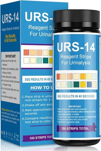Urine Test Strips 14 Parameters 100 Count, White in Kuwait