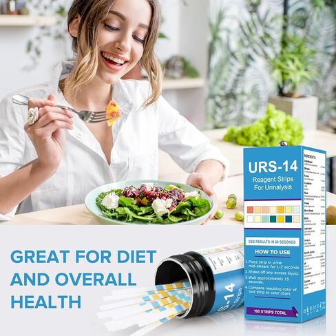 Urine Test Strips 14 Parameters 100 Count, White in Kuwait