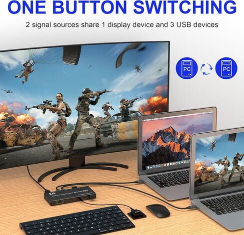 محول USB C KVM 4K@60 هرتز، محول USB C لجهازي كمبيوتر يشاركان شاشة HDMI واحدة وشحن 100 واط و3 منافذ USB 2.0، مع جهاز تحكم سلكي وكابلين USB-C in Kuwait