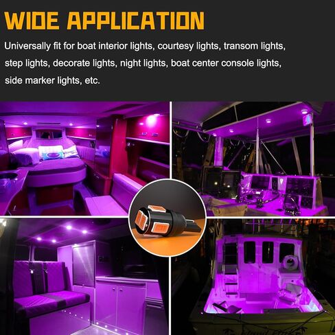 T10 194 168 لمبات LED كهرمان 5630 شرائح 2825 175 W5W LED مصابيح بديلة 2500K 12V لقارب عائم لصيد الأسماك واليخوت الداخلية مجاملة Transom Deck Dock Step Lights، 10 قطع in Kuwait