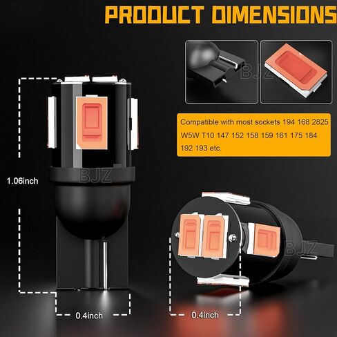 T10 194 168 لمبات LED كهرمان 5630 شرائح 2825 175 W5W LED مصابيح بديلة 2500K 12V لقارب عائم لصيد الأسماك واليخوت الداخلية مجاملة Transom Deck Dock Step Lights، 10 قطع in Kuwait