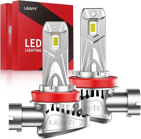 مصابيح LED LASFIT H11، مصابيح ضباب LED أكثر سطوعًا بنسبة 400% H8/H16/H9 مع مروحة، 1:1 قابس صغير الحجم N Play IP67 بديل هالوجين مقاوم للماء، حزمة من 2 in Kuwait