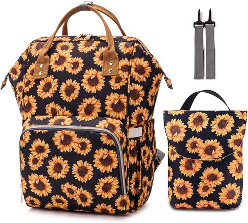 مجموعة حقيبة ظهر للحفاضات من عباد الشمس للفتيات الصغيرات، حقائب كبيرة للأمهات على شكل زهور مع أحزمة لعربة الأطفال in Kuwait