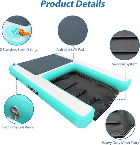 منحدر مائي قابل للنفخ للكلاب، سلالم عائمة كبيرة جدًا للكلاب يصل وزنها إلى 220 رطلًا، على درجات سلم مائية لحمام السباحة والبحيرة والقوارب والرصيف، مع وسادة مضادة للانزلاق in Kuwait