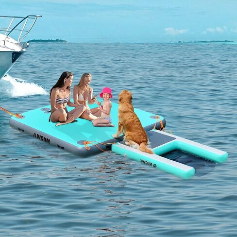 منحدر مائي قابل للنفخ للكلاب، سلالم عائمة كبيرة جدًا للكلاب يصل وزنها إلى 220 رطلًا، على درجات سلم مائية لحمام السباحة والبحيرة والقوارب والرصيف، مع وسادة مضادة للانزلاق in Kuwait
