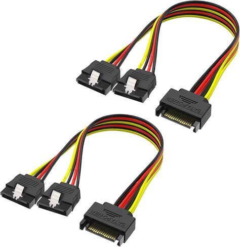 كابل مقسم الطاقة SATA، 15 دبوس ذكر إلى 2xSATA 15 دبوس أنثى كابل تمديد مقسم الطاقة Y لكابلات طاقة القرص الصلب SSD HDD (عبوتان) in Kuwait