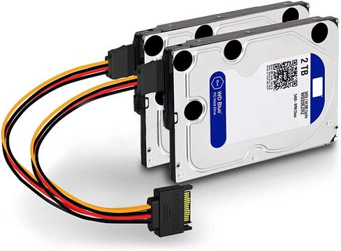 كابل مقسم الطاقة SATA، 15 دبوس ذكر إلى 2xSATA 15 دبوس أنثى كابل تمديد مقسم الطاقة Y لكابلات طاقة القرص الصلب SSD HDD (عبوتان) in Kuwait