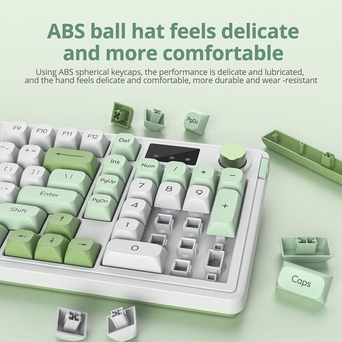 لوحة مفاتيح لاسلكية ذات ملمس ميكانيكي RGB، سلكية/بلوتوث/2.4G صامتة بغطاء كروي ABS هيكل حشية لوحة مفاتيح مكتب الألعاب للكمبيوتر/Mac/Win (98 أبيض) in Kuwait