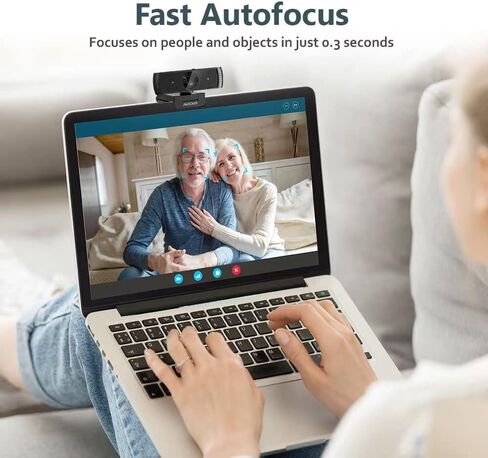 معتمد من AUSDOM Zoom، كاميرا ويب 2K مع ميكروفون وغطاء للخصوصية، كاميرا USB AW651S Autofocus HD للكمبيوتر الشخصي MAC، تعمل مع Zoom Skype Teams، أسود in Kuwait