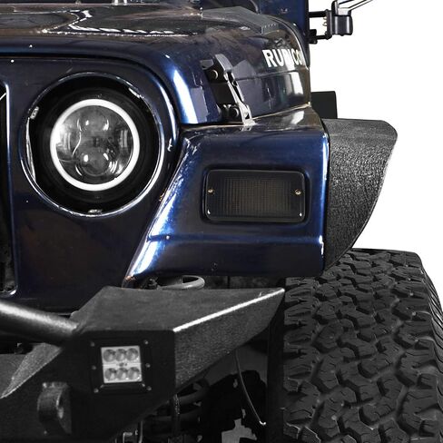 مصابيح إشارة الانعطاف LED الأمامية من Hooke Road Wrangler مع مصابيح DRL بيضاء متوافقة مع علامات جانبية LED لسيارة Jeep Wrangler TJ 97-06 in Saudi Arabia