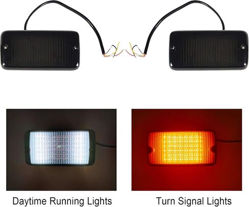 مصابيح إشارة الانعطاف LED الأمامية من Hooke Road Wrangler مع مصابيح DRL بيضاء متوافقة مع علامات جانبية LED لسيارة Jeep Wrangler TJ 97-06 in Saudi Arabia