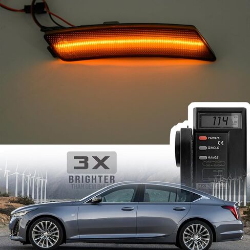 NSLUMO مصابيح LED للعلامات الجانبية متوافقة مع كاديلاك CT5 2020 2021 2022 2023 كهرماني Led للمصد الأمامي للعلامة الجانبية عاكس مكرر طقم مصابيح LH RH شريط عدسات مدخن LED علامات جانبية OEM استبدال in Saudi Arabia
