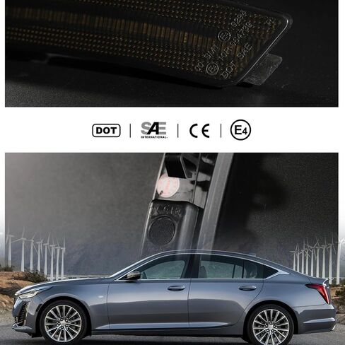NSLUMO مصابيح LED للعلامات الجانبية متوافقة مع كاديلاك CT5 2020 2021 2022 2023 كهرماني Led للمصد الأمامي للعلامة الجانبية عاكس مكرر طقم مصابيح LH RH شريط عدسات مدخن LED علامات جانبية OEM استبدال in Saudi Arabia