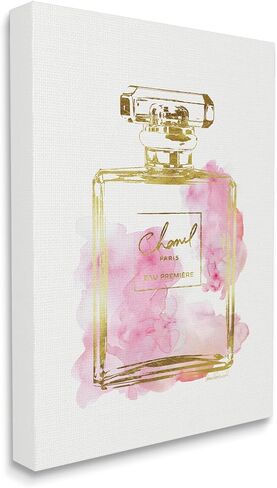 Stupell Industries Glam Perfume Bottle Gold Pink Stretched Canvas Wall Art, Proudly Made in USA for Living Room in Saudi Arabia