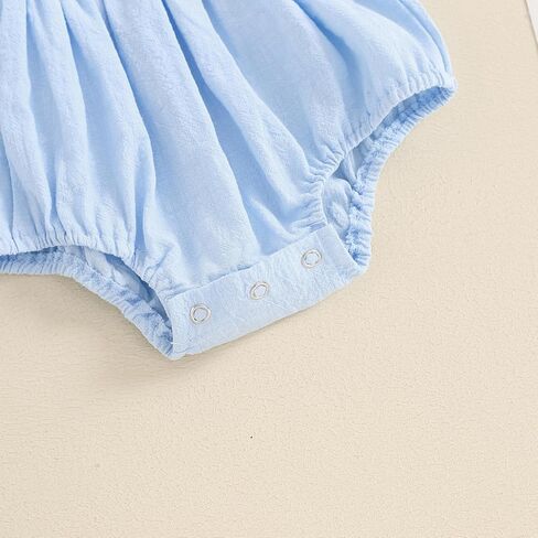 Infant Baby Girls Romper Ruffle Sleeve Pleated Smocked Bubble One Piece Ruched Jumpsuit Boho Summer Bodysuit in Saudi Arabia