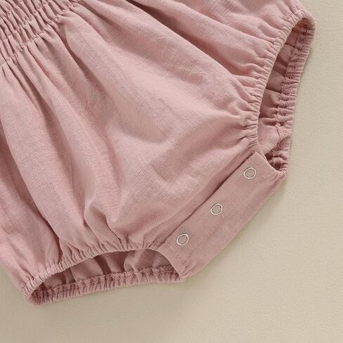 Infant Baby Girls Romper Ruffle Sleeve Pleated Smocked Bubble One Piece Ruched Jumpsuit Boho Summer Bodysuit in Saudi Arabia