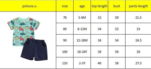 Hoanselay طفل رضيع طفل رضيع ديناصور قصيرة الأكمام تي شيرت أعلى والسراويل وتتسابق 2 قطعة ملابس الصيف مجموعة in Saudi Arabia