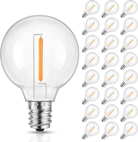 مصابيح إضاءة بديلة Mlambert G40 LED لأضواء السلسلة، مصابيح مقاومة للكسر بقاعدة E12 قابلة للتعتيم، 1 وات تساوي 5 وات، أبيض محايد 4000 ك، 25 حزمة، وليست شمسية in Kuwait
